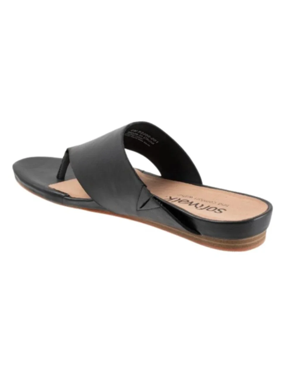 SoftWalk Chandler Women's Asymmetric Leather Thong Sandal - Black